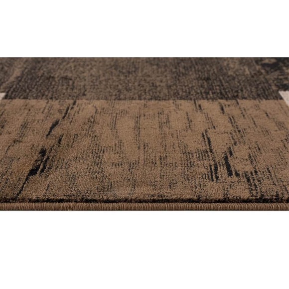 Modern Geometric Brown and Black Area Rug - Picture 6 of 6
